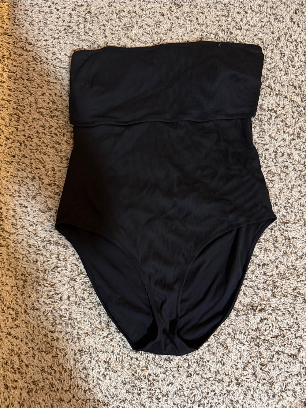 Black Fold-Over One-Piece Swimsuit